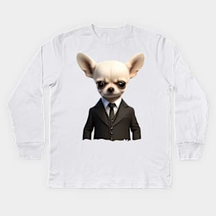 Chihuahua in suit Kids Long Sleeve T-Shirt